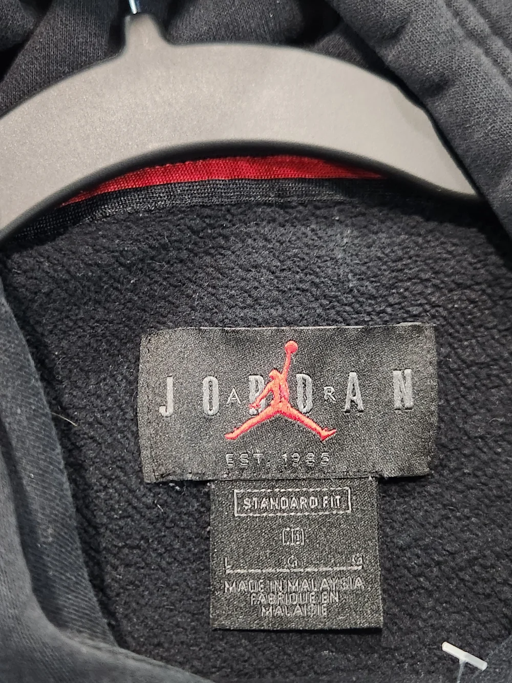 Jordan Black Hoodie with Red and White Sneaker Graphic